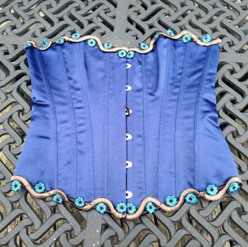 Blue Satin Corset Top